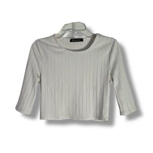 Daylight White Ribbed Style Crop Top Size Medium - “Sky”